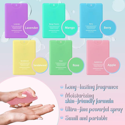 Dansib 24 Pack Hand Sanitizer Spray Bulk Travel Size Mini Hydrating Hand Sanitizer Colorful Pocket Spray Gifts for Women Coworker Party Favor Birthday End of Year Appreciation Gifts