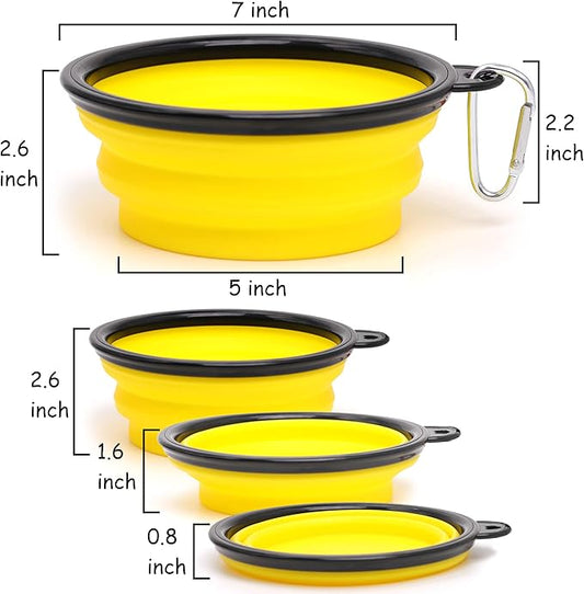 2 Pack Dog Bowl Pet Collapsible Bowls with Clasp Puppy Travel Bowl Portable Cats Water Food Dish for Walking Parking Outdoors Traveling