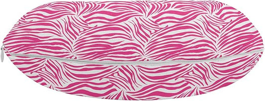 Ambesonne Zebra Print Travel Pillow Neck Rest, Striped Zebra Animal Skin Pattern in Vivid Color Fun Art Print, Memory Foam Traveling Accessory for Airplane and Car, 12", Pink Black