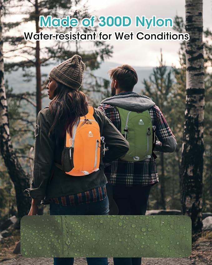 Small Hiking Backpack with Front Phone Holder, Packable Back pack with Chest and Waist Strap, Lightweight Daypack for Women Men