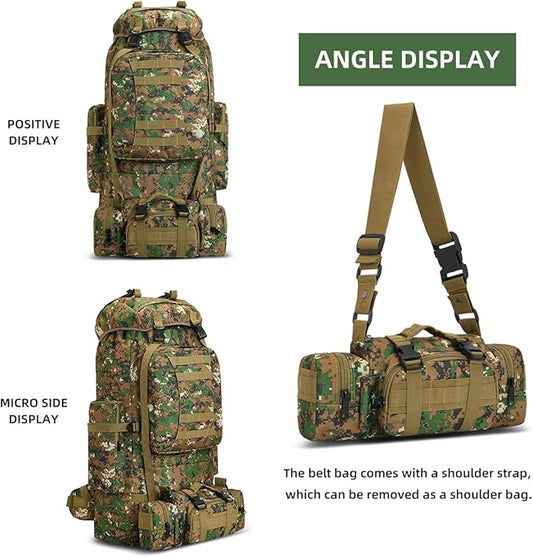 HongXingHai 100L Camping Hiking Backpack,Molle military Tactical rucksack backpack,Waterproof Lightweight Hiking Backpack (Woodland Camo-C)