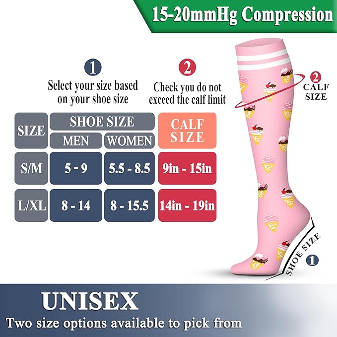QUXIANG Copper Compression Socks for Women & Men Circulation (8 Pairs) - Best for Running Athletic Cycling - 15-20 mmHg