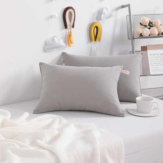 NTBAY Toddler Pillows, Down Alternative 13"x18" Pillows, Machine Washable - Soft and Breathable Travel Small Pillows for Sleeping, Ideal for Daycare, Crib, Cot, Light Grey