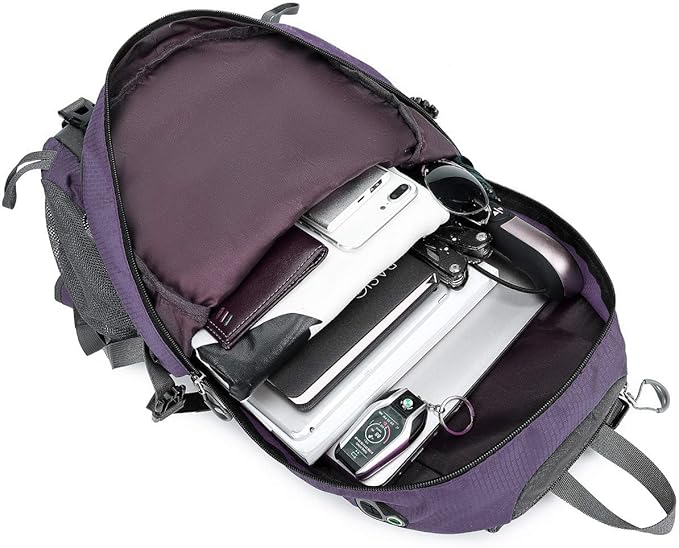 FENGDONG 40L Waterproof Lightweight Outdoor Daypack Hiking,Camping,Travel Backpack for Women Men Purple