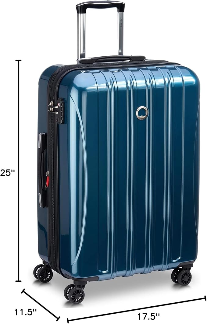 DELSEY PARIS Helium Aero Hardside Expandable Luggage with Spinner Wheels, Teal, Checked-Medium 24 Inch