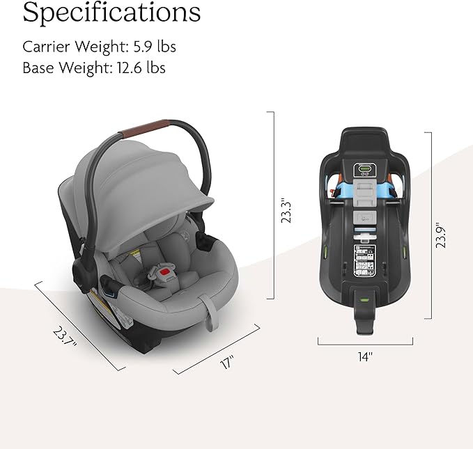 UPPAbaby Aria Lightweight Infant Car Seat/Just Under 6 lbs for Easy Portability/Base with Load Leg + Infant Insert Included/Direct Stroller Attachment/Anthony