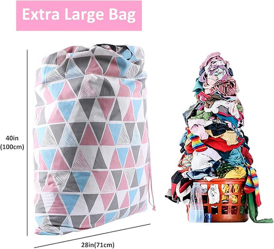 SWISSELITE Laundry Bag with Handle and Drawstring, Large Heavy Duty Laundry Bag, 28 x 40 Inches Travel Dirty Clothes Bag for Laundromat and Household