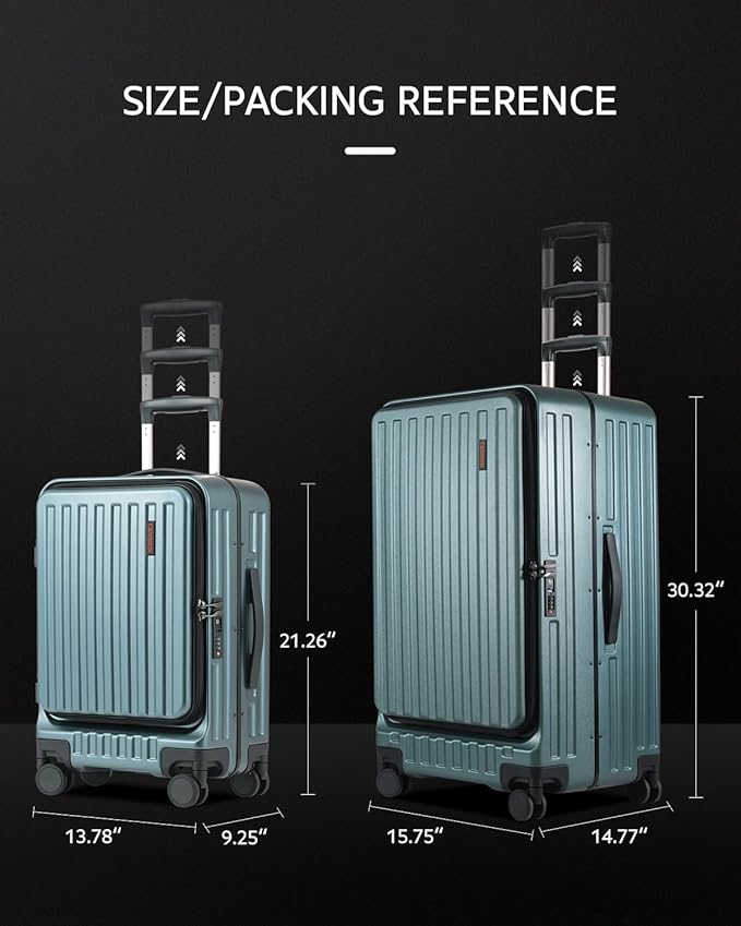 Luggage Sets 2 Pieces, 20 Inch Carry On Luggage and 29 Inch Checked Luggage with Spinner Wheels, Lightweight ABS+PC Hardshell Trunk Suitcases with Aluminum Frame, Top Opening (Green, 20/29)