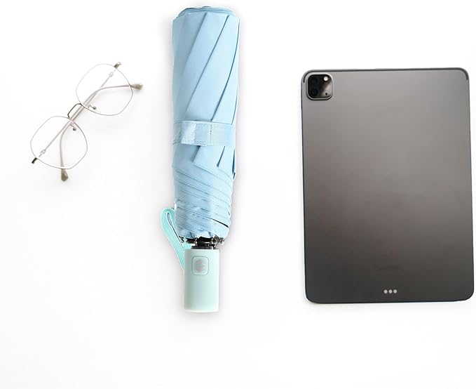 BAODINI Small UV Protection Travel Umbrella Compact for Rain and Sun UPF 50+ Windproof Portable 42 inch Umbrella for Women and Men