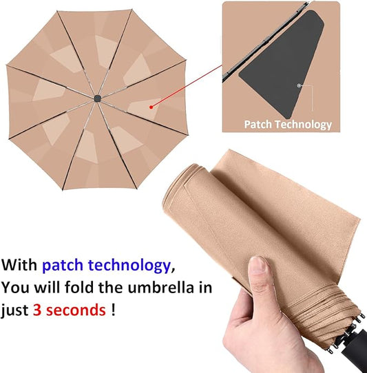 BAODINI Windproof Umbrella for Rain Folds Easily Automatic Open Close 46 inch Compact Travel Portable Umbrella for Men and Women
