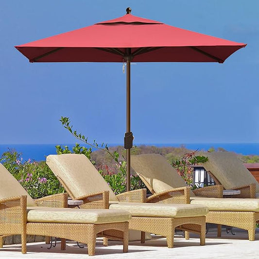EliteShade USA 10-Year-Non-Fading 6x6Ft Square Market Umbrella Patio Outdoor Table Umbrella with Ventilation, Burgundy