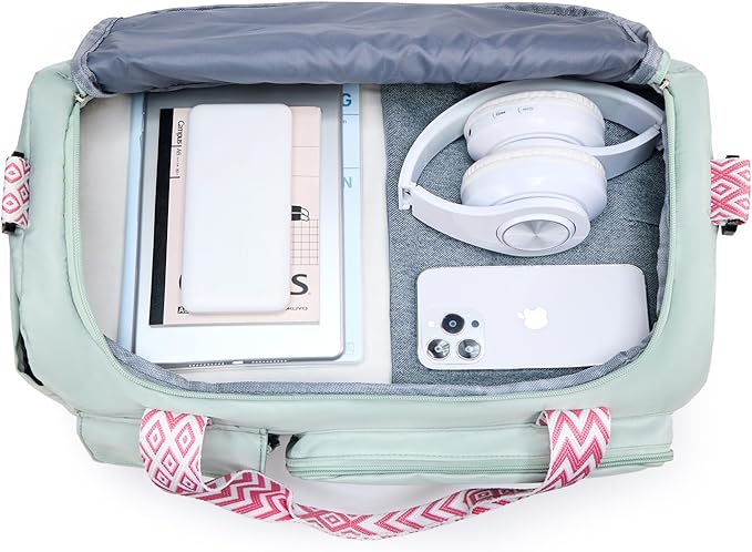 Small Gym Bag for Women, Travel Duffle Bag Carry On Weekender Bag with Shoe Compartment