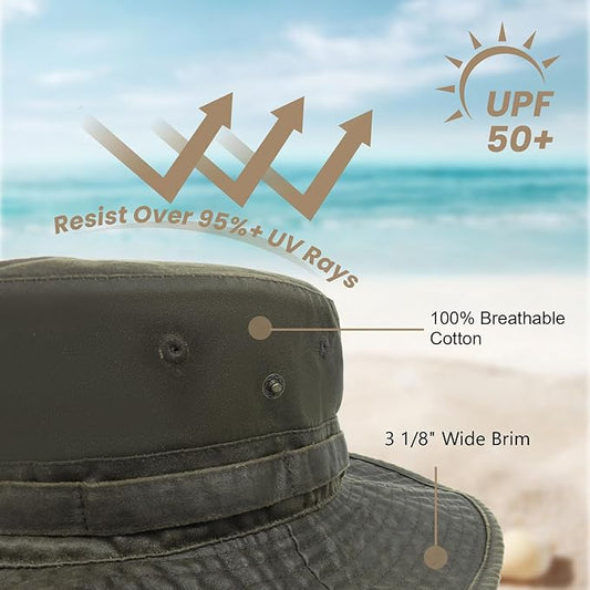 Bucket Hat Wide Brim UV Protection Sun Hat Boonie Hats Fishing Hiking Safari Outdoor Hats for Men and Women