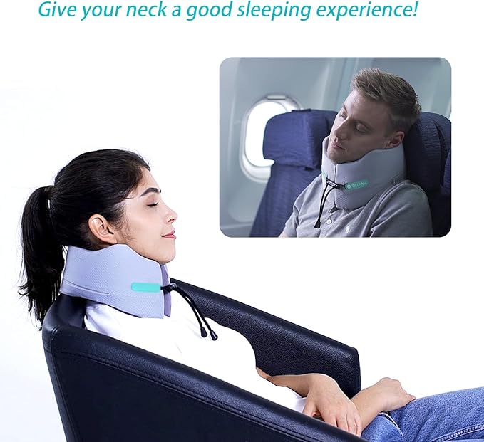 GOLDORANGE Travel Pillows for Sleeping Airplane Neck Chin Head Support Memory Foam Travel Neck Pillows for Long Flights Airplane Car Home Office Game, Black S