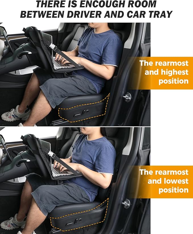 JOYTUTUS 3 in 1 Steering Wheel Eating Tray Upgraded(16.1 * 10 inch), Car Back Seat Laptop Desk, Multifunctional Car Office Bag, Car Work Table for Writing, Car Organizer for Kids, Commuters, Family