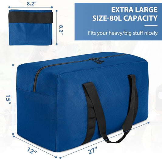 Large Travel Duffle Bag, 80L Gear Bag for Men and Women, Storage Bag Ideal for Overnight Camping and Weekend Getaways