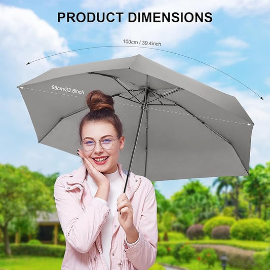 LEAGERA Compact Travel Umbrella with Case - Mini Umbrella for Purse, Small Lightweight &Tiny Design Perfect for Parasol Outdoor Sun&Rain Umbrellas