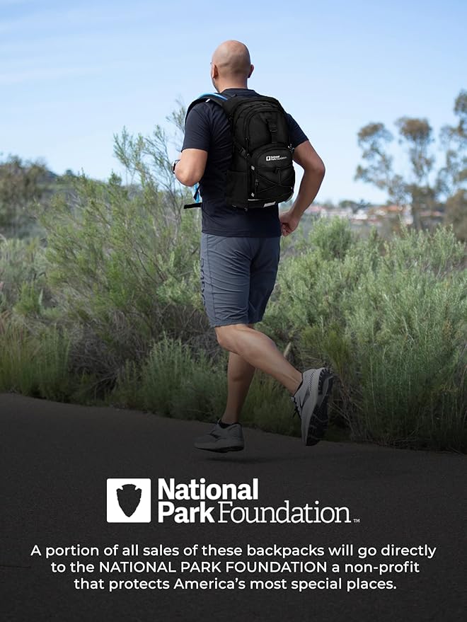 National Park Foundation 18L Hydration Backpack with 2 Liter Hydro Water Bladder Bag, Lightweight Daypack for Cycling, Hiking, Running, Climbing, for Men Women Kids