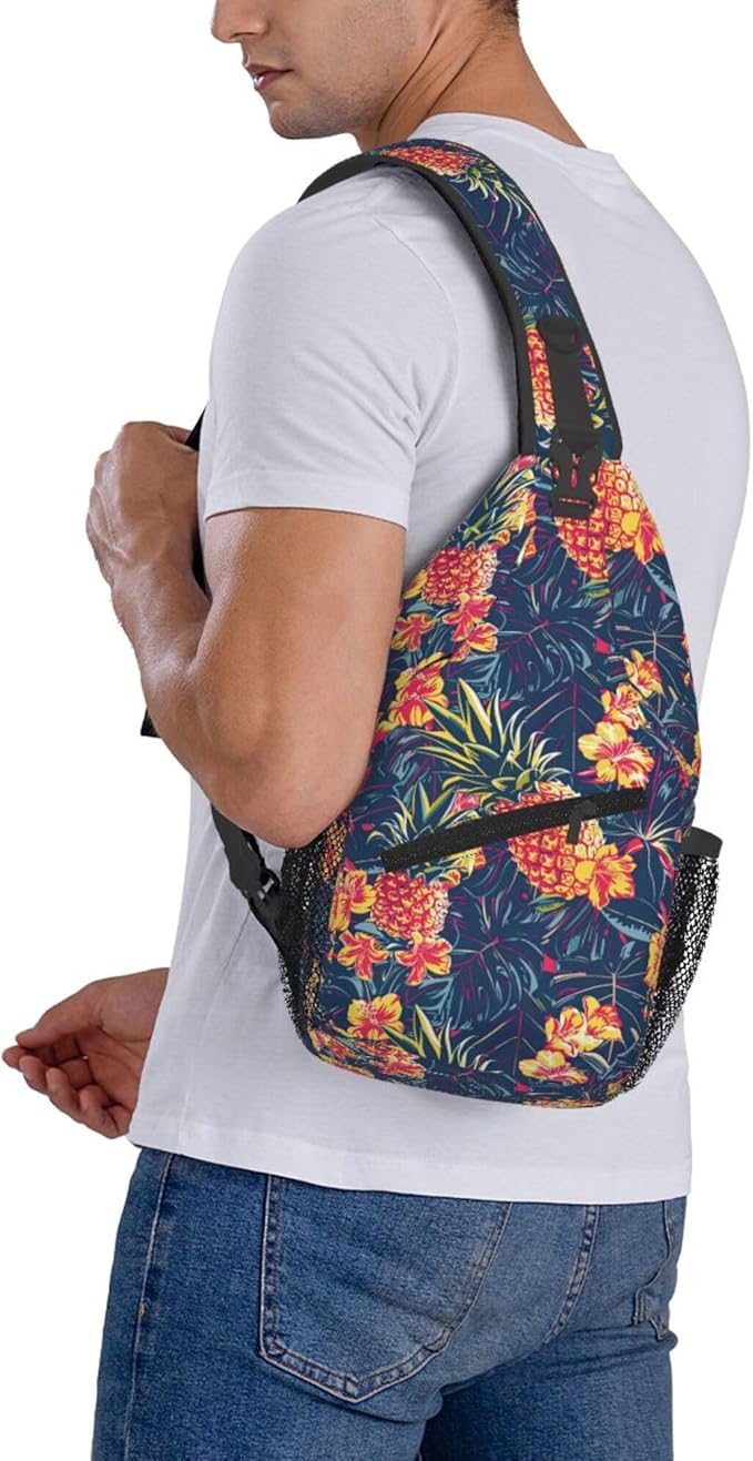 Hawaii Tropical Palm Sling Backpack Crossbody Bag Casual Chest Bags Travel Hiking Daypack Shoulder Bag for Women Men