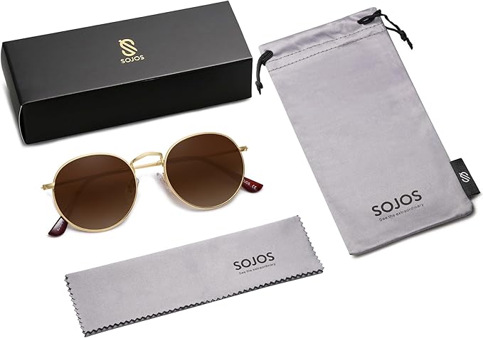 SOJOS Small Round Polarized Sunglasses for Women Men Classic Vintage Retro Shades UV400 SJ1014