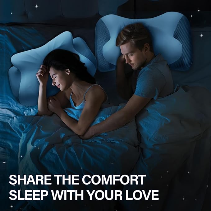 Effective Pain Relief Cervical Neck Pillow for Sleeping, Memory Foam Pillows for Neck Support, Odorless Contour Side Pillow, Ergonomic Bed Pillow for Back Stomach Sleeper (Gray)