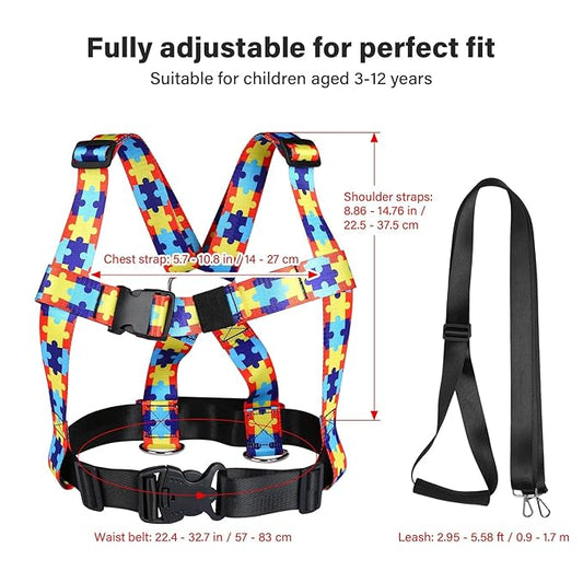 Safety Harness Leash for Special Needs Child Aged 6-12 Years Fully Ajustable, Sturdy Walking Harness for Older Children with Grab Handle, Keeping Active ADHD/ASD Autism Kids Safe in Public
