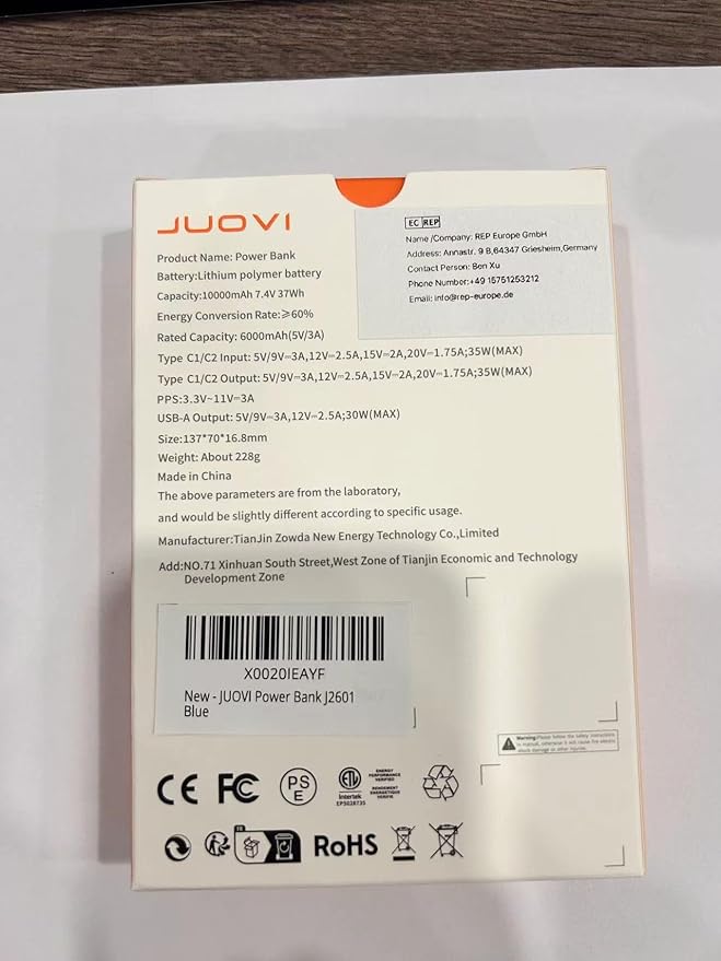 Power Bank Fast Charging 10000mAh 35W Portable Charger Small Battery Pack with PD 3.0 & QC 4.0 Type-C USB-A Input Output Lightweight Phone Charger Compatible for iPhone Samsung iPad