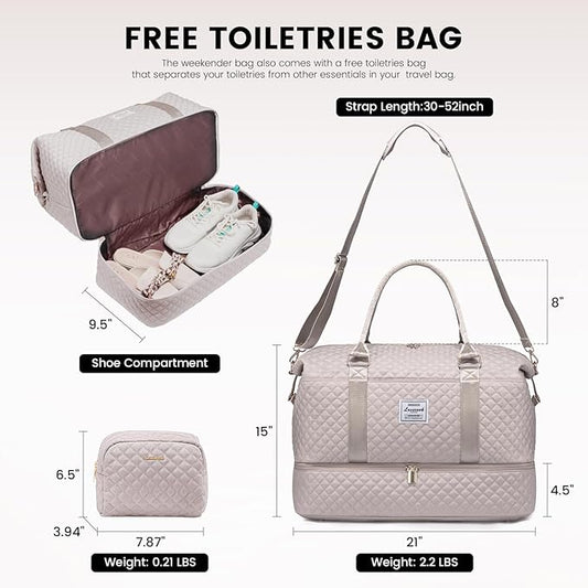 LOVEVOOK Travel Duffle Bag,Weekender Bags for Women with Shoe Compartment,Carry on Overnight Bag with Toiletry Bag,Gym Duffel Bag with Wet Pocket, Hospital Bags for Labor and Delivery