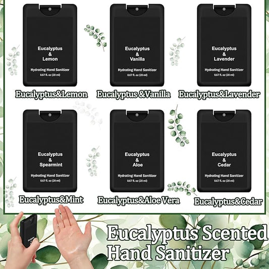 6 Pack Hand Sanitizer Spray Bulk Eucalyptus Travel Size Scented Hand Sanitizer Spray Mini Hydrating for Men Office Cleans Hands Coworker Staff Teacher Pocket Gifts
