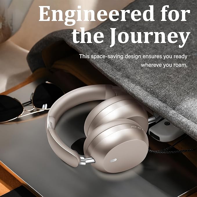 Wentronic Y04 Bluetooth Headphones Active Noise Cancelling Wireless Over Ear Headphones 48 Hours Playtime High Sound Quality Foldable Headphones with Soft Ear Cushion for Travel - Starlight