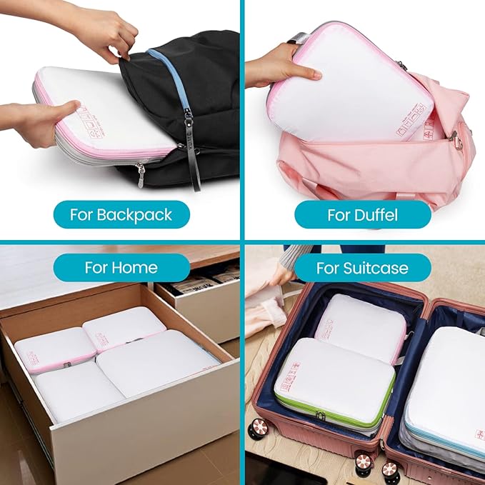 Cambond Compression Packing Cubes for Travel Women - Travel Bags Luggage Organizers Travel Essentials Compression Cubes for Travel Carry on Suitcases Organizer