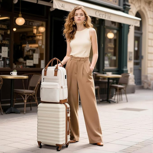 Coolife Luggage Sets Suitcase Set 3 Piece Luggage Set Carry On Hardside Luggage with TSA Lock Spinner Wheels (Black, 3 piece set (BP/TB/20))