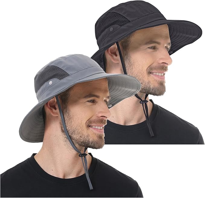 Sun Hat for Men Women UPF 50+ Fishing Hats Waterproof Wide Brim Boonie Bucket Hat for Safari Beach Hiking Garden