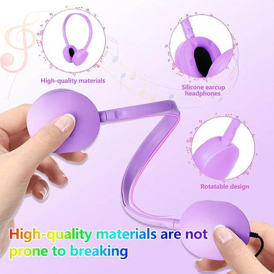 Kids Headphones Bulk for Classroom School 18 Pack,Wholesale Wired Adjustable Headphones for Students Teens Children Gift and Adult 3.5mm Jack (Mixed Colors)