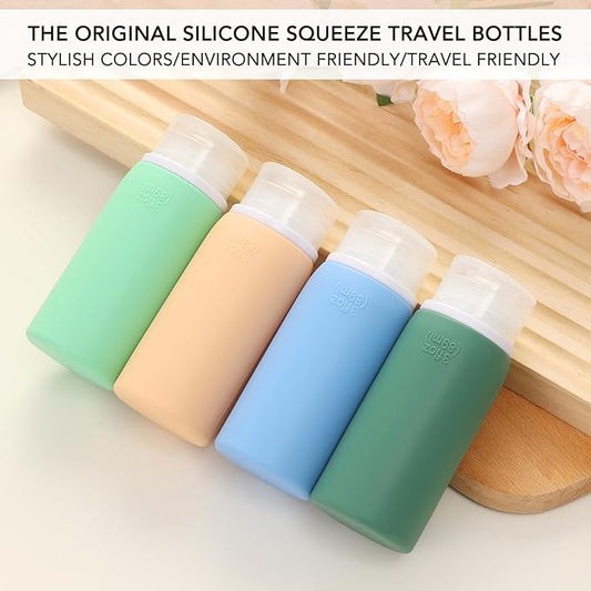 Muslish 21 Pack Travel Bottles for Toiletries, Leak-Proof TSA Compliant Silicone Travel Size Containers for Shampoo and Conditioner, BPA Free with Toiletry Bag (Green)