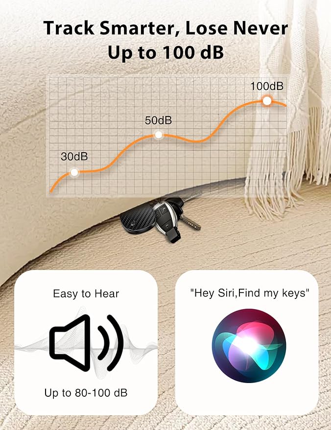 Air Tracker Tags - 2 Pack, Smart Bluetooth Tracker Tag & Finder Item Locators Works with Apple Find My, 100dB Sound, Item Finder for Keys, Bags, Luggage, Wallet, Backpack, Pet(iOS Only)