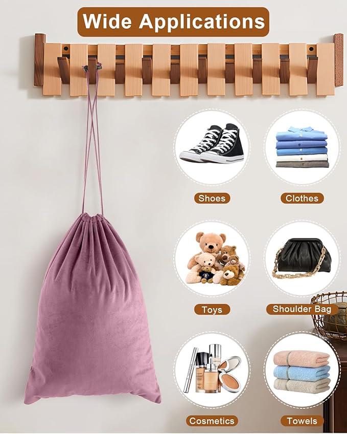 FantasyLife Shoe Bags for Travel, Washable Dust Bags for Storage & Packing, Flannel Shoe Pouch with Drawstring Closure for Purses, Handbags, Shoes & Toys (2, Parfait Pink)