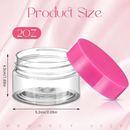SATINIOR 36 Pieces 2 oz Plastic Jars with Lids Wide Mouth Airtight Reusable Container Acrylic Cosmetic Small Jars for Lotions Ointments Travel Toiletries Creams Make up Storage(Pink)