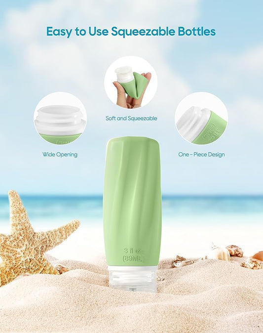 Morfone Travel Bottles for Toiletries, 3oz Tsa Approved Travel Size Containers Leak Proof Squeezable Travel Accessories Refillable for Shampoo Conditioner Lotion Liquids(Yellow)