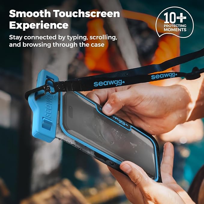 SEAWAG Next Waterproof Phone Case with Lanyard, Floating IPX8 Pouch for iPhone 17 16 Pro Max 15 14 13 12 11 and Samsung Galaxy S25 S24, Beach Cruise Travel Essentials, 2 Pack Blue and Pink