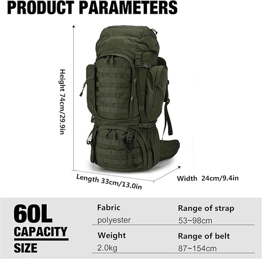 Mardingtop 60L Military Internal Frame Backpack for Hiking,Camping,Hunting,Rucksack Backpack with Rain Cover