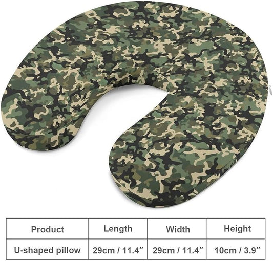 Memory Foam U-Shaped Travel Pillow Neck Pain Relief, Vietnam Tiger Stripe Camo U-Shape, Removable Cover Airplane Car Office