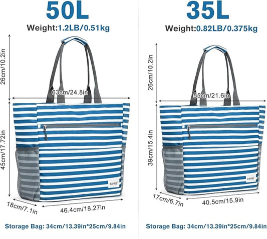 G4Free Beach Bag, Waterproof Sandproof Beach Tote Bag, Large Capacity Foldable for Women