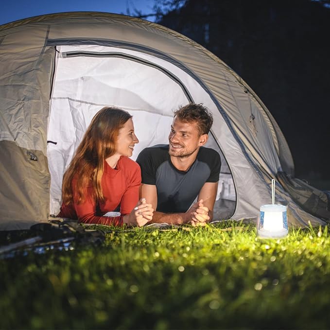 Camping Lantern with String Lights, 2 in 1 Outdoor Waterproof Portable Stowable String Light(32.8Ft), 1800mAh Rechargeable Lantern with 3 Modes for Camping and Emergency Charging(1-Pack)