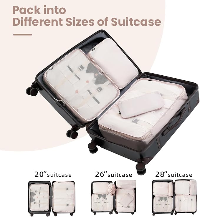BAGAIL 6 Set/8 Set/10 Set Packing Cubes Various Sizes Packing Organizer for Travel Accessories Luggage Carry On Suitcase