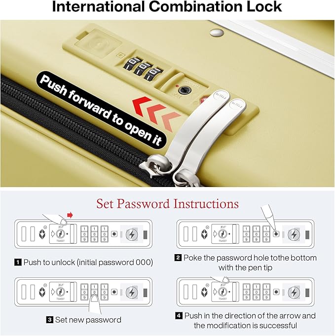 mixi Large Checked Luggage with Cup Phone Holder and Charger Hard Shell Suitcases with Spinner Wheels, 26 Inch Lark Yellow