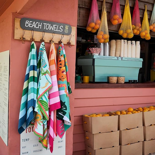 Dock & Bay Beach Towel - Quick Dry, Sand Free - Compact, Lightweight - 100% Recycled - Includes Bag - Havana Cabana - Set of 4 - Extra Large (200x90cm, 78x35)