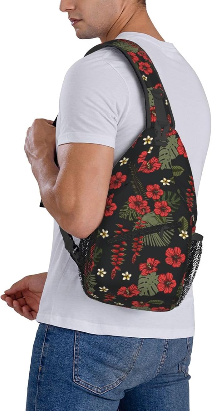Hawaii Tropical Palm Sling Backpack Crossbody Bag Casual Chest Bags Travel Hiking Daypack Shoulder Bag for Women Men