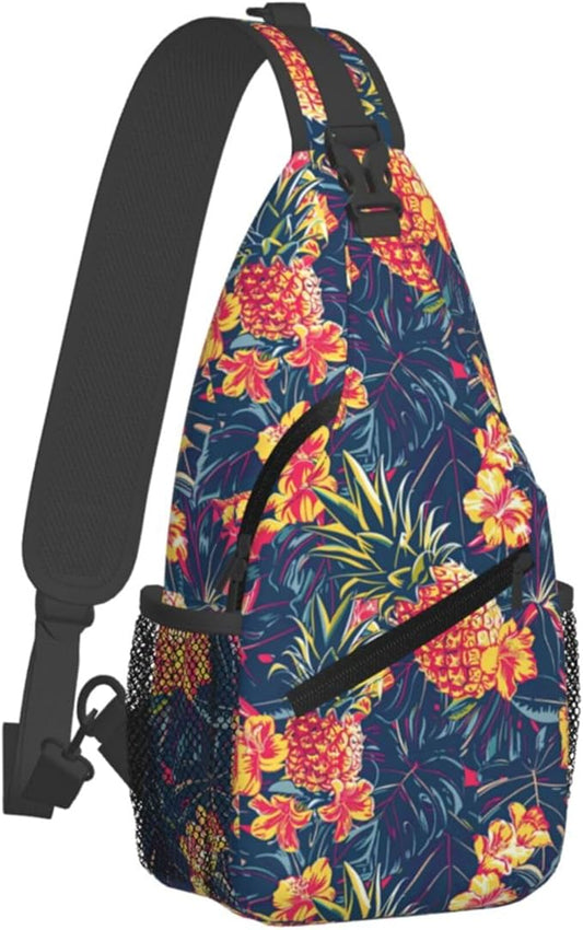 Hawaii Tropical Palm Sling Backpack Crossbody Bag Casual Chest Bags Travel Hiking Daypack Shoulder Bag for Women Men