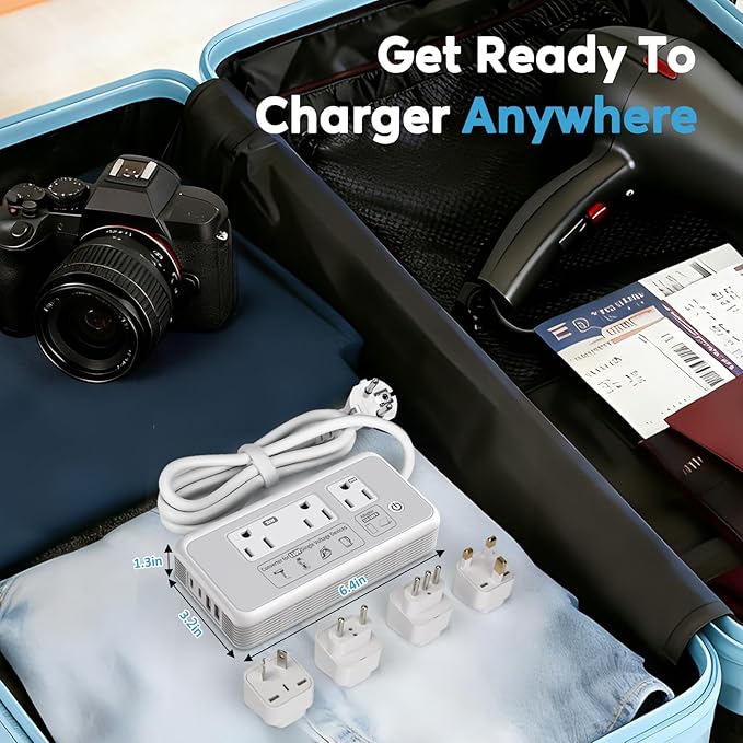 220V to 110V Voltage Converter, 2000W Adapter US to Europe International Travel, Mapambo Universal Voltage Converter with 4 USB Charger (2 USB C), 3 AC Sockets and EU/UK/AU/IT Plug Power Adaptor